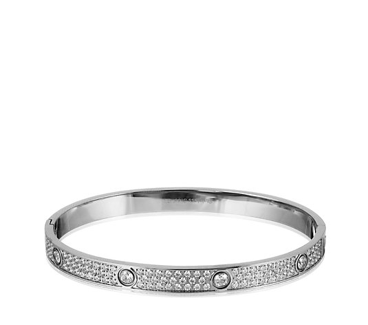 Steel by Diamonique Pave and Swiss Set Bangle Stainless Steel