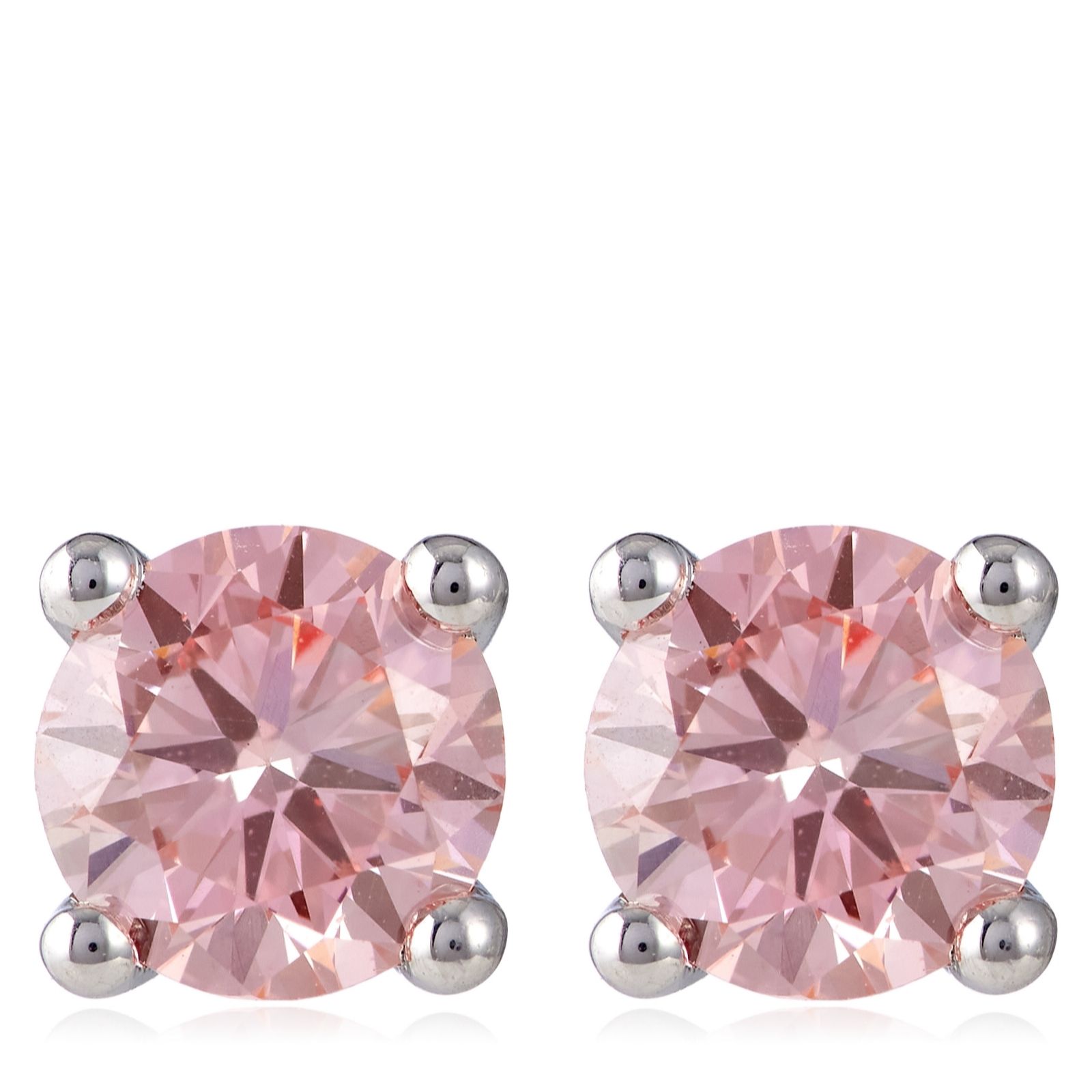  Firelight 1ct Pink Lab Grown Diamond Stud Earrings Platinum