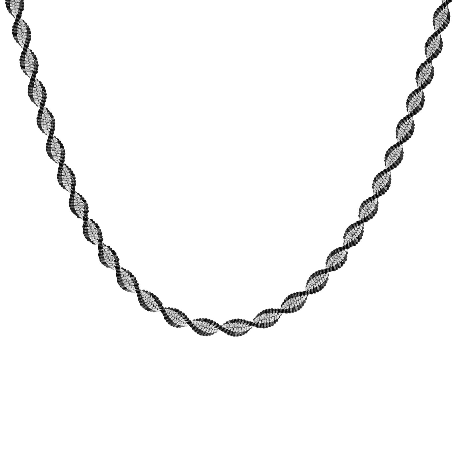 Faith & Brown Italian crafted Large Twist Herringbone 2-tone Necklace