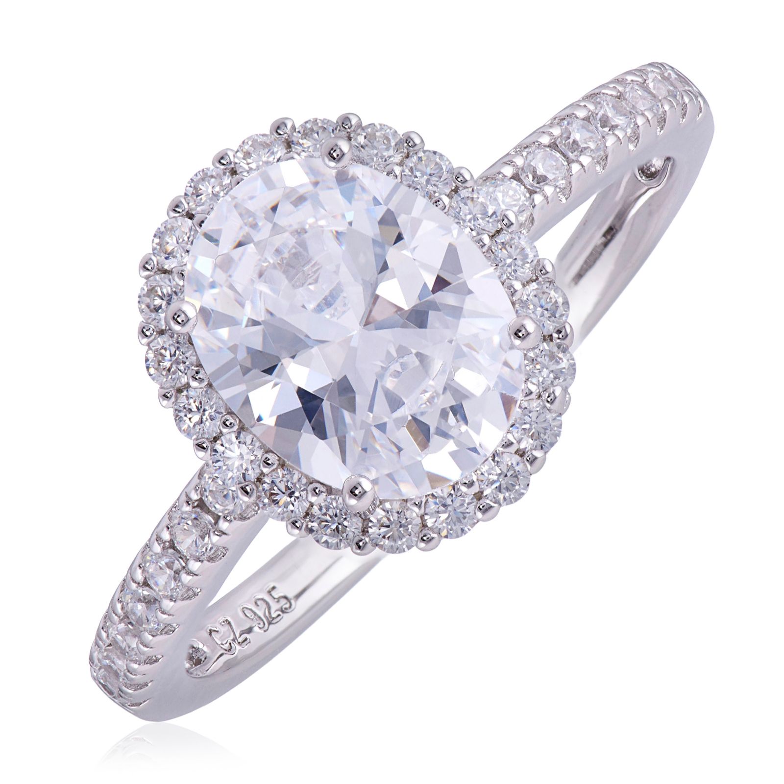 Diamonique 2.1ct Halo Ring Sterling Silver