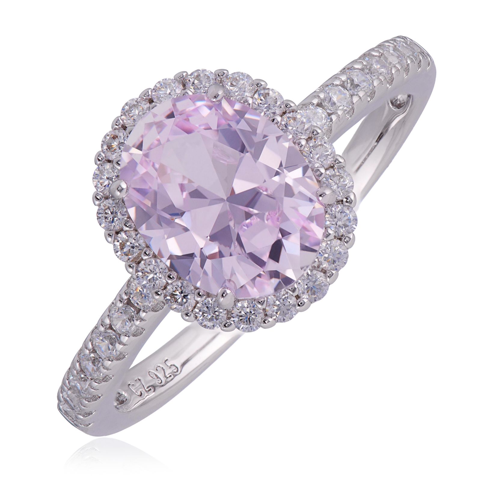 Diamonique 2.1ct Halo Ring Sterling Silver