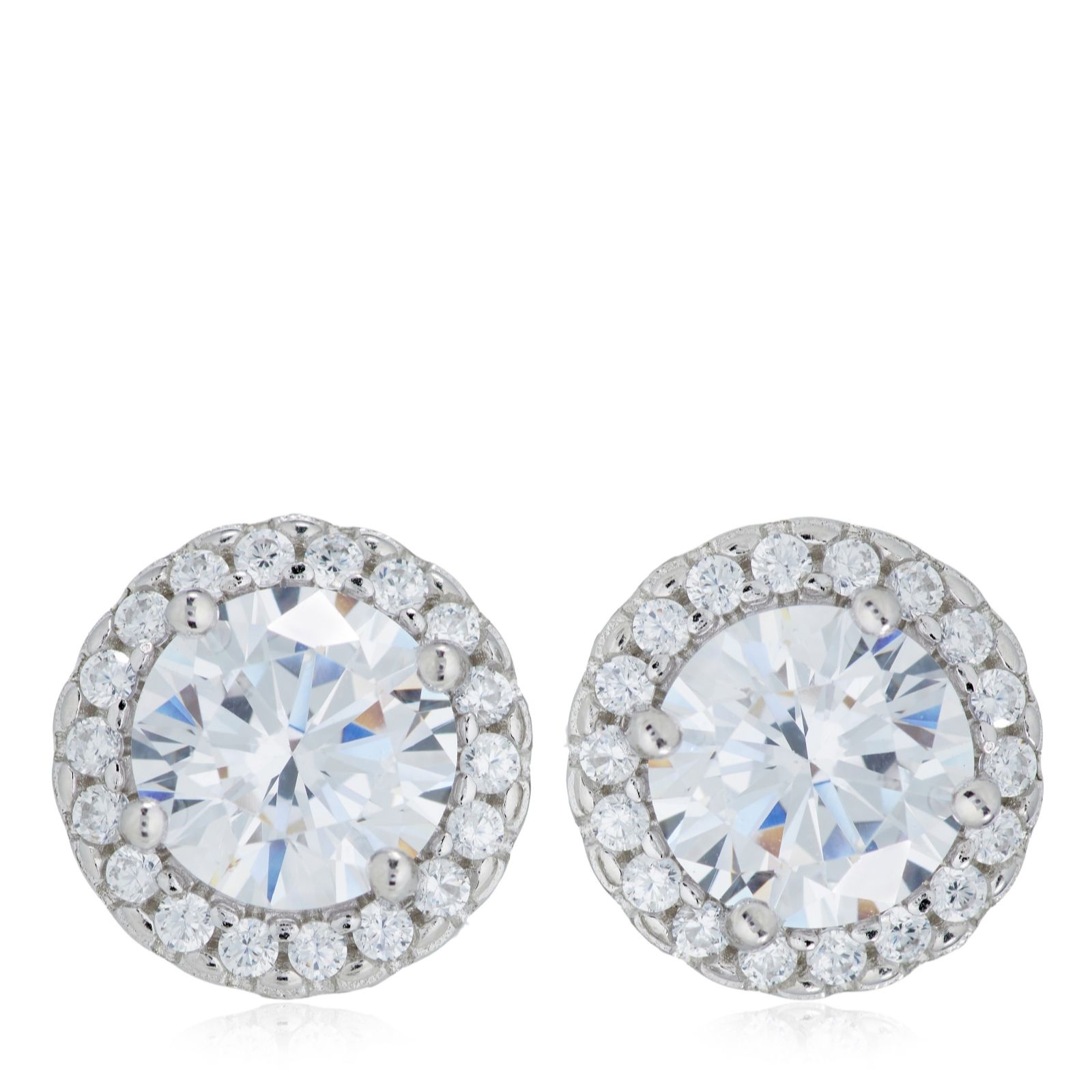 Diamonique 2.7ct tw Halo Stud Earrings Sterling Silver