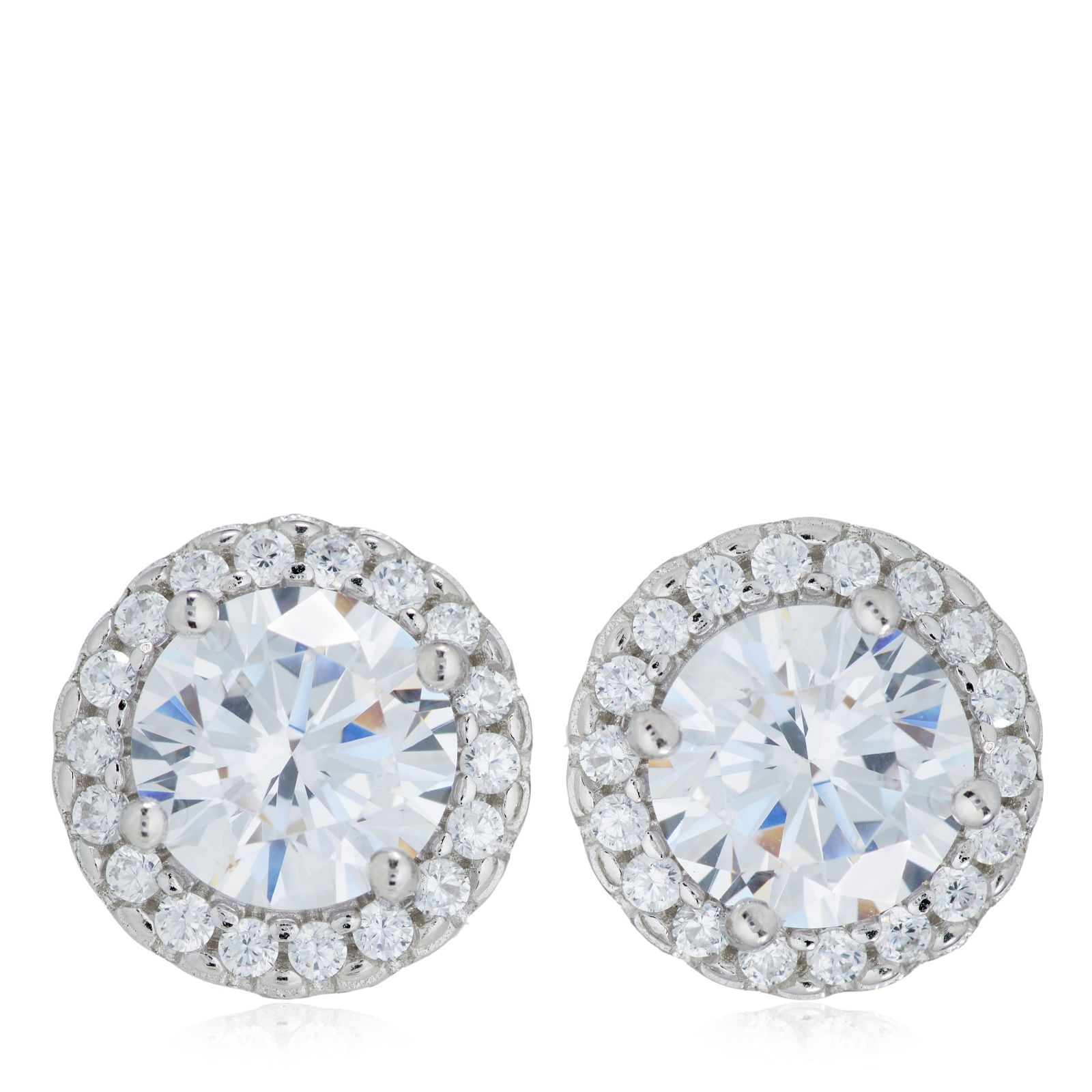Diamonique 2.7ct tw Halo Stud Earrings Sterling Silver