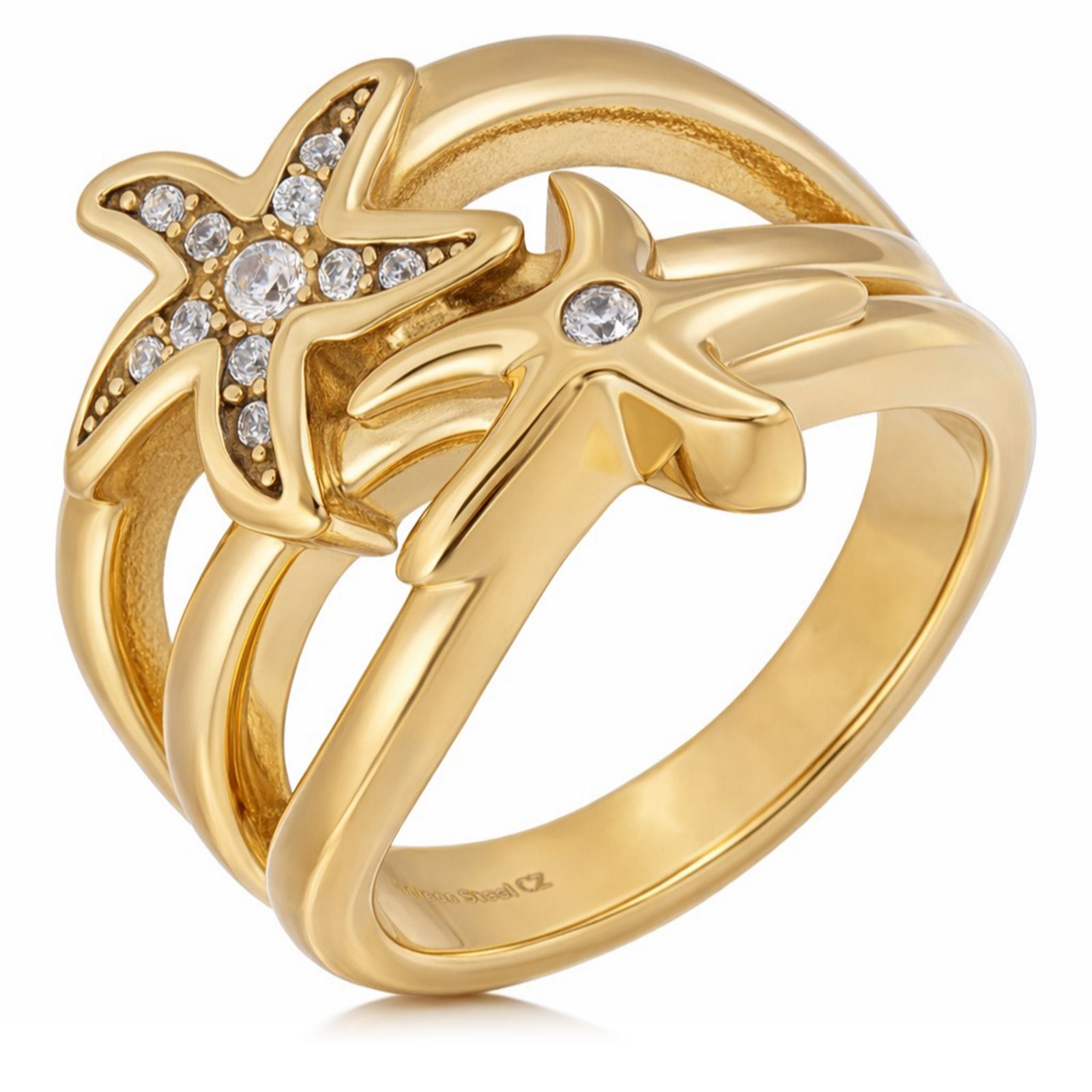 Steel by Diamonique Starfish Ring