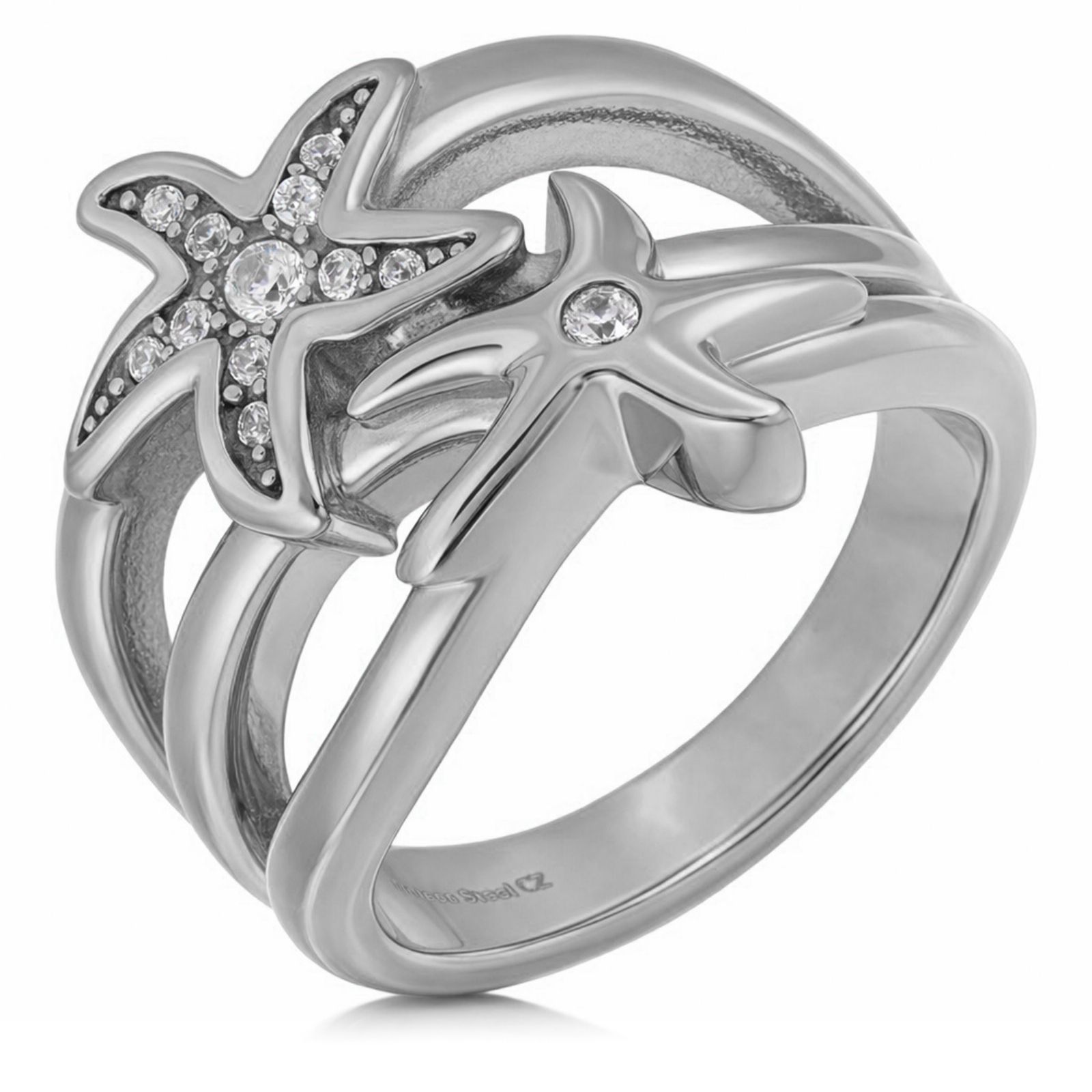 Steel by Diamonique Starfish Ring
