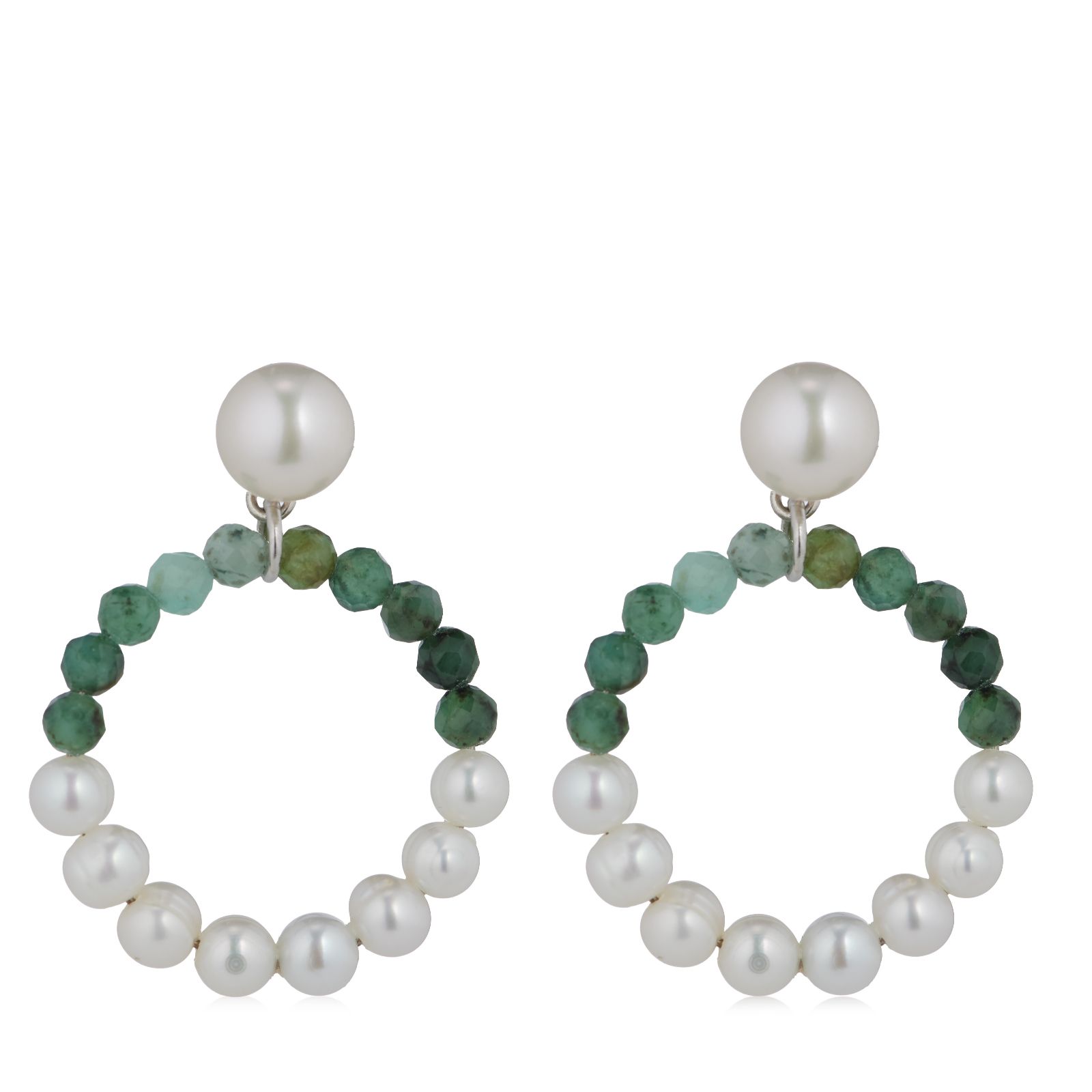 Lara Pearl Button and Baby Ming Pearl Gemstone Drop Earrings Sterling Silver