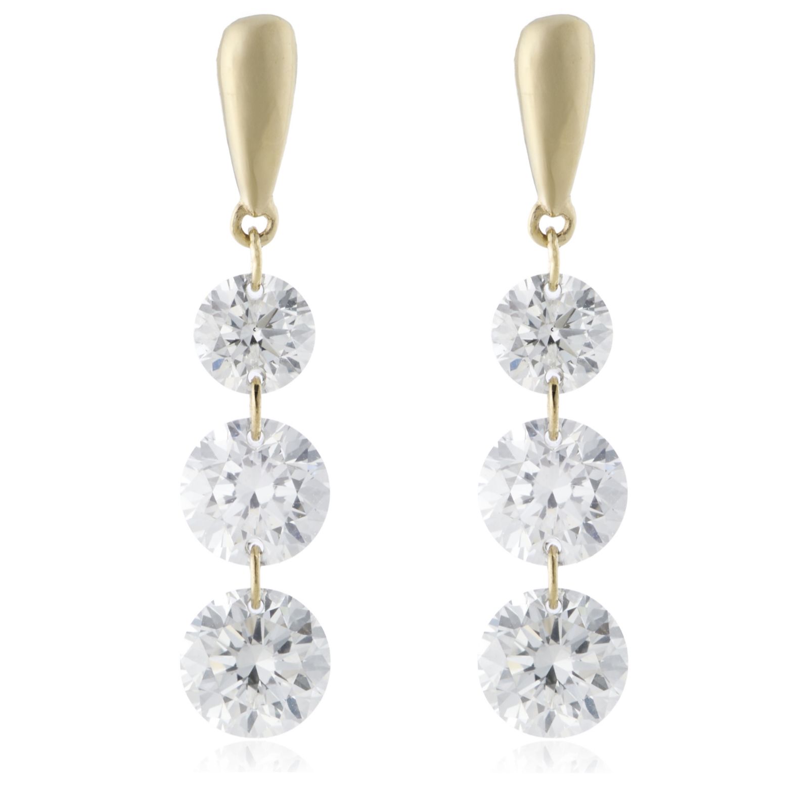 Fire Light 1ct Lab Grown Floating Diamond Drop Earrings 9ct Gold
