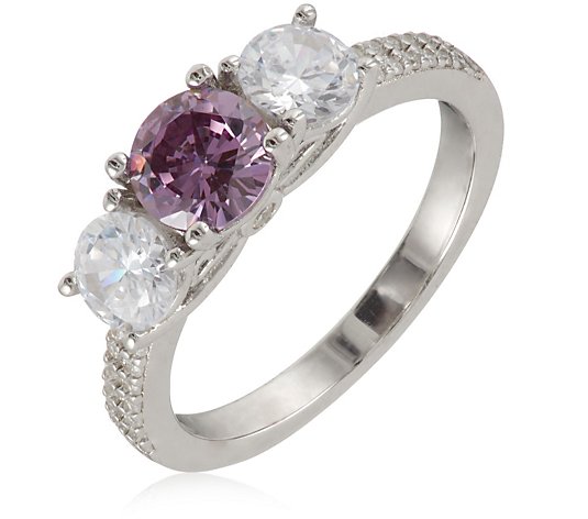 Diamonique 1.67ct tw Trilogy Ring Sterling Silver