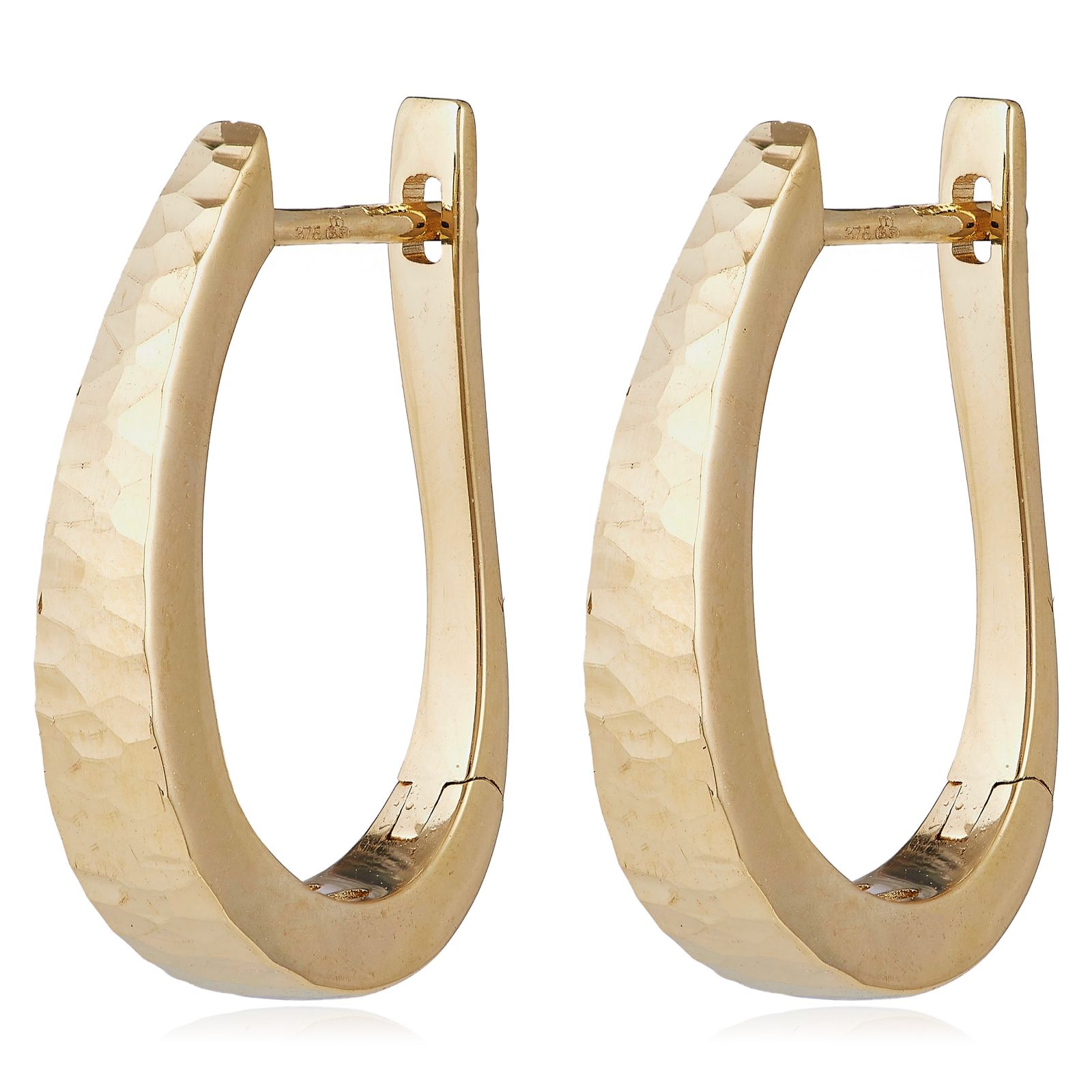 GOLD 9ct Yellow Gold Diamond Cut Hoop Earrings 2.09g