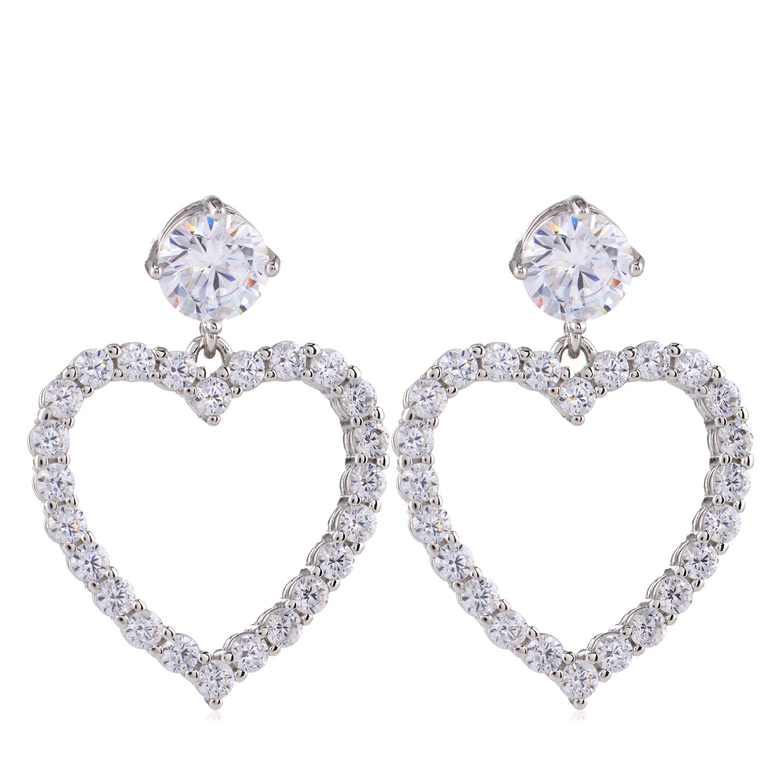 Diamonique 1.9ct tw Heart Earrings Sterling Silver