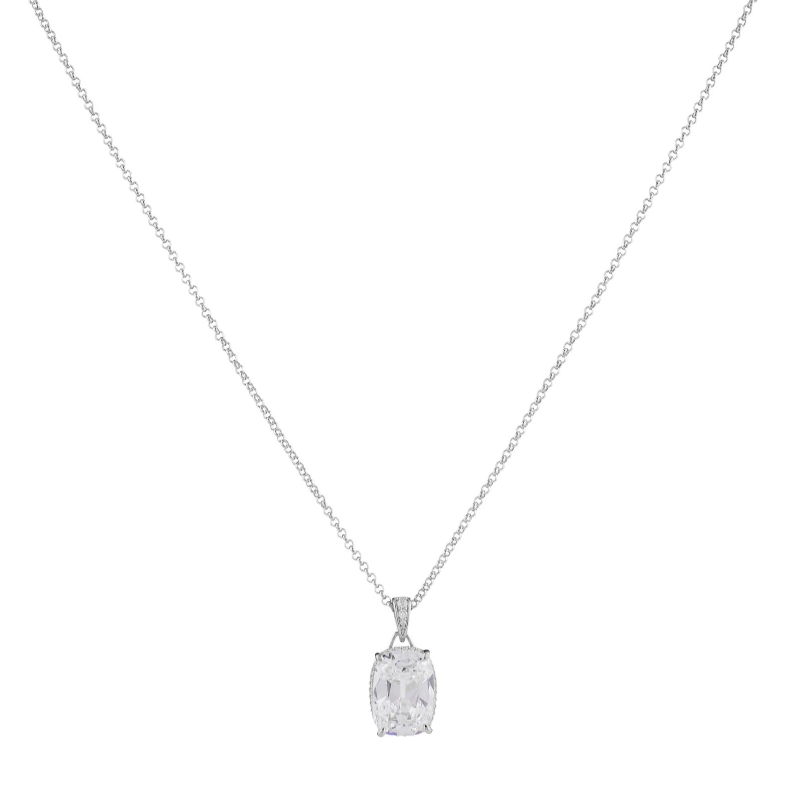 Diamonique 8ct tw Old Mine Cut Celebrity Inspired Pendant & Chain