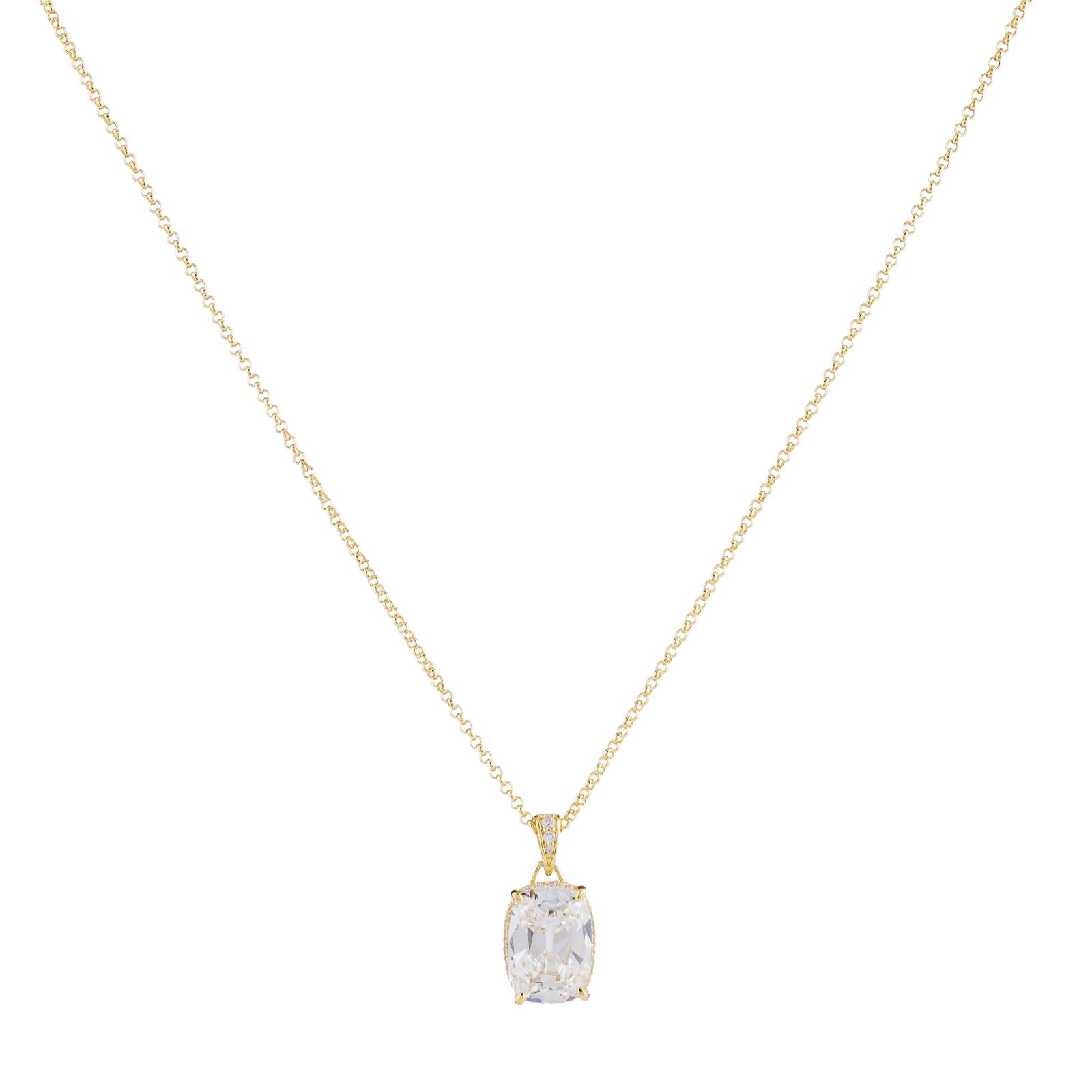 Diamonique 8ct tw Old Mine Cut Celebrity Inspired Pendant & Chain