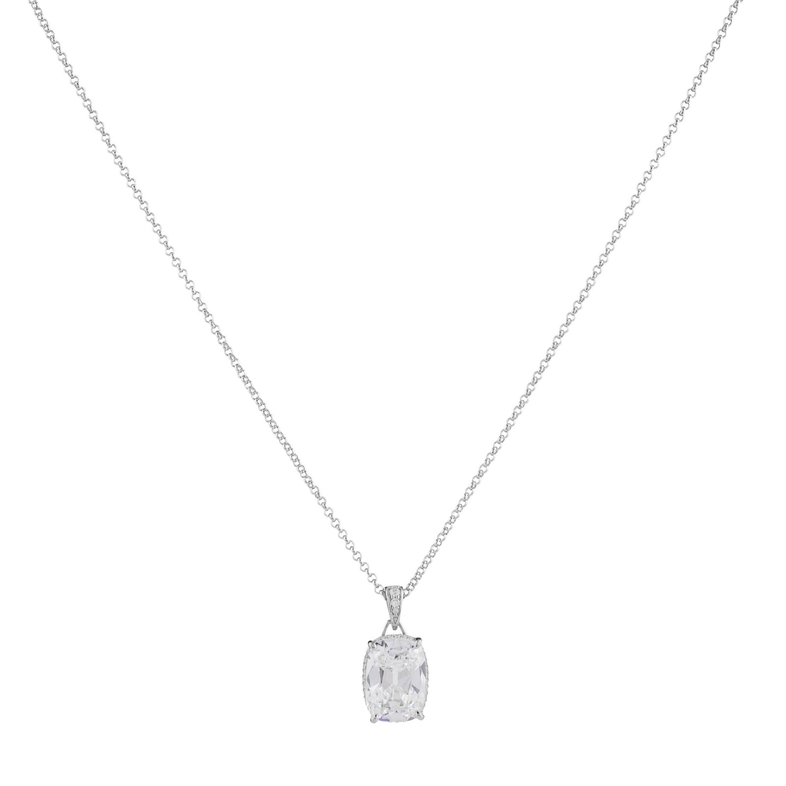 Diamonique 8ct tw Old Mine Cut Pendant & Chain