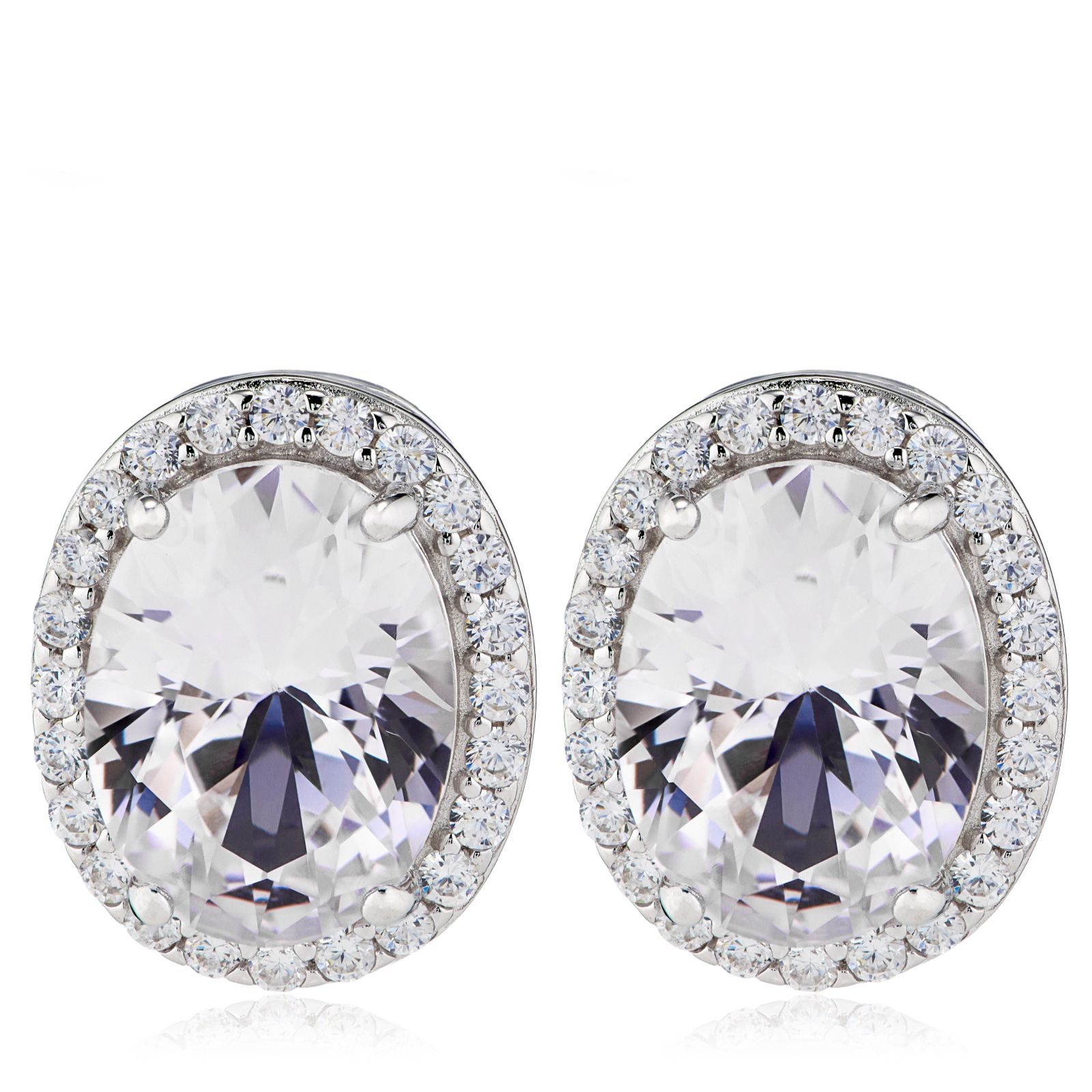 Diamonique 3.24ct Halo Stud Earrings Sterling Silver
