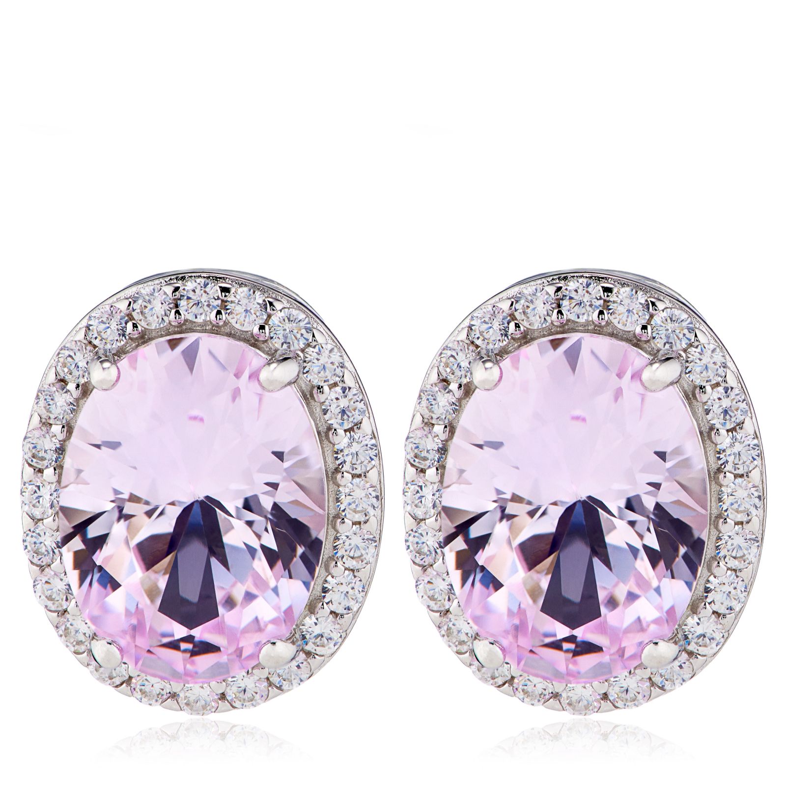 Diamonique 3.24ct Halo Stud Earrings Sterling Silver