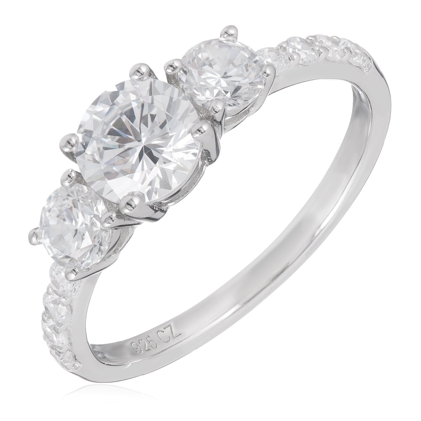 Diamonique 1.5ct tw Trilogy Ring Sterling Silver