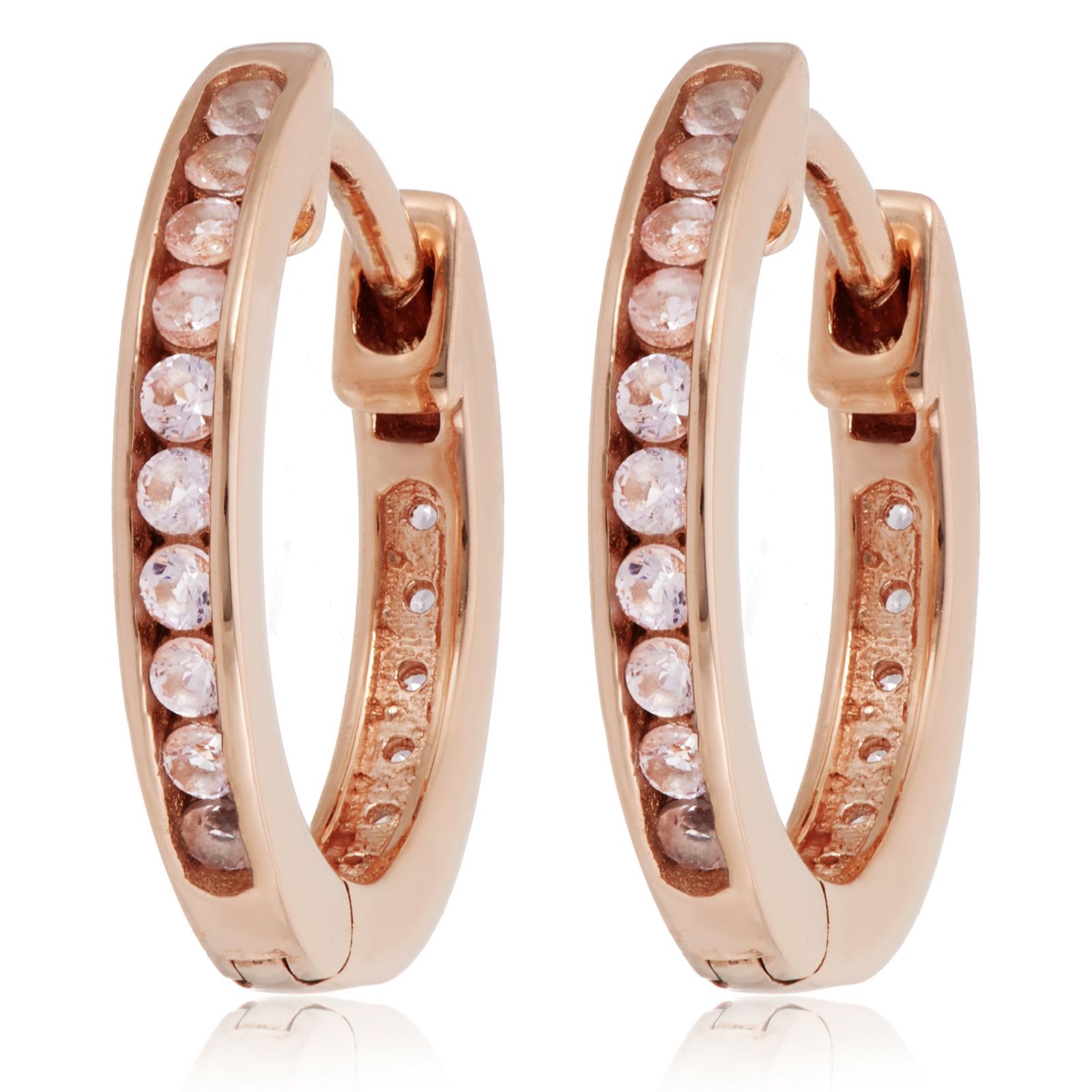 Diamonique 0.36ct Rose Gold Hoop Earrings Sterling Silver