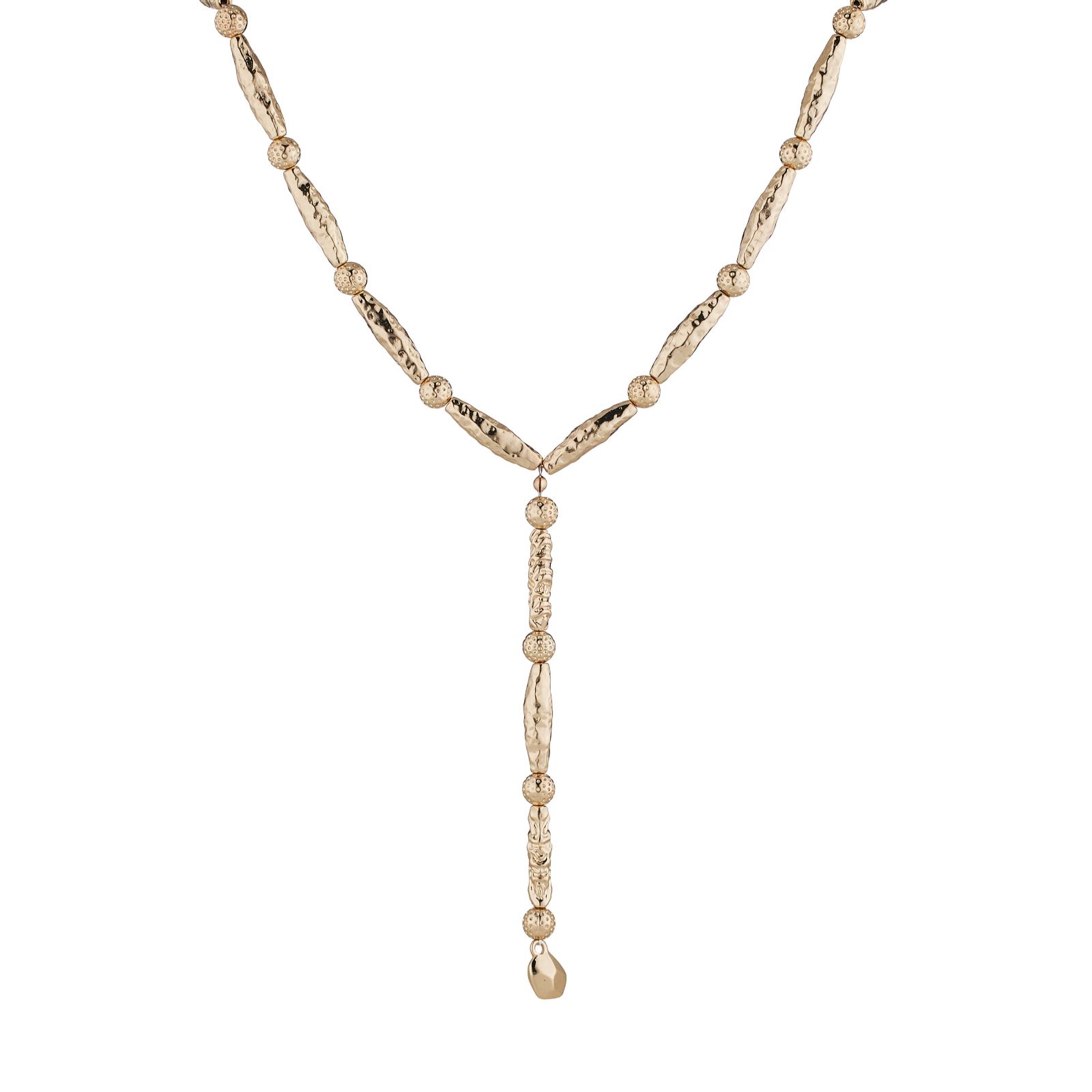 Malika Organic Metal Bead Y Necklace