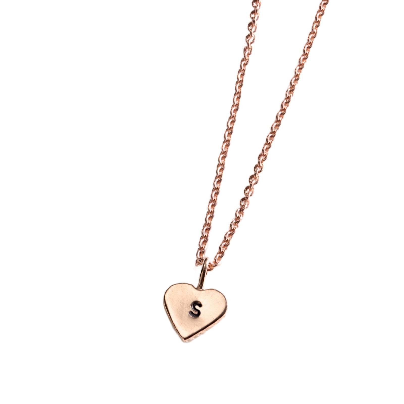 Posh Totty Designs Heart Charm Rose Gold Plated Necklace Sterling Silver