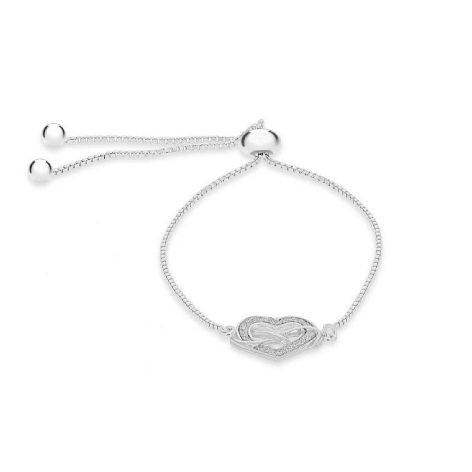 Faith & Brown Sterling Silver Stardust Eternal Heart Slider Bracelet 9"