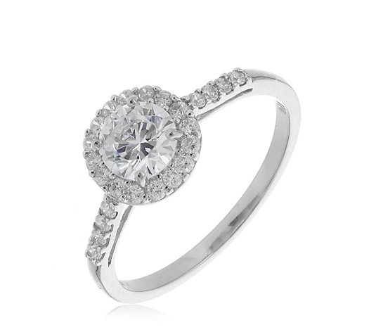 Outlet Diamonique 0.85ct Halo Ring 9ct Gold