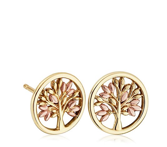 Clogau 9ct yellow & rose gold clogau earrings tree of life welsh gold for pierced ears 