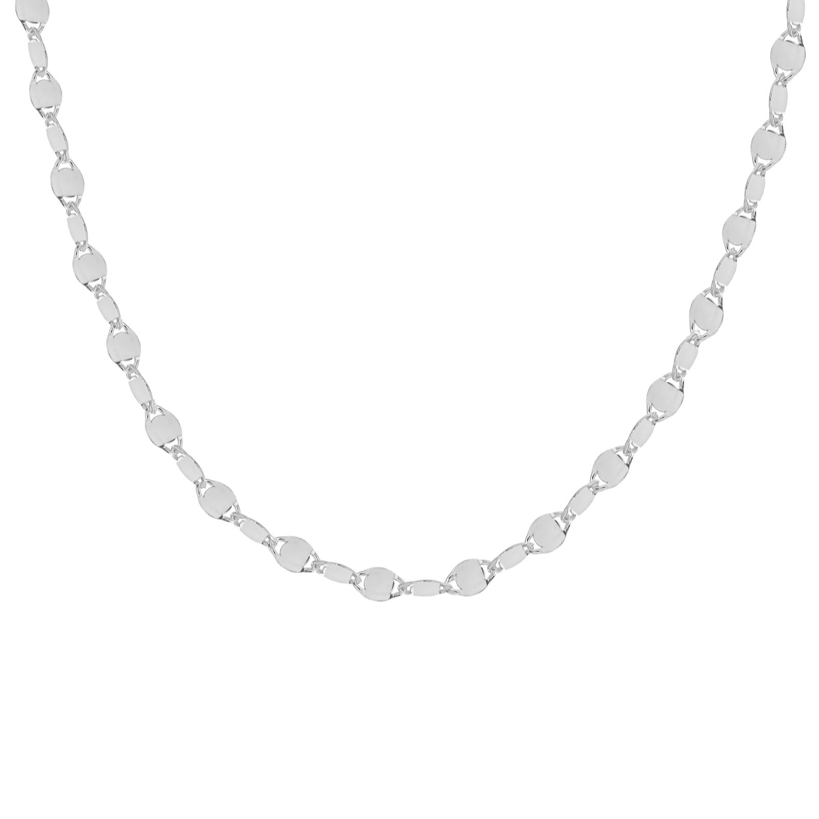 Faith & Brown Italian Crafted Large Flat Mirror Necklace Sterling Silver