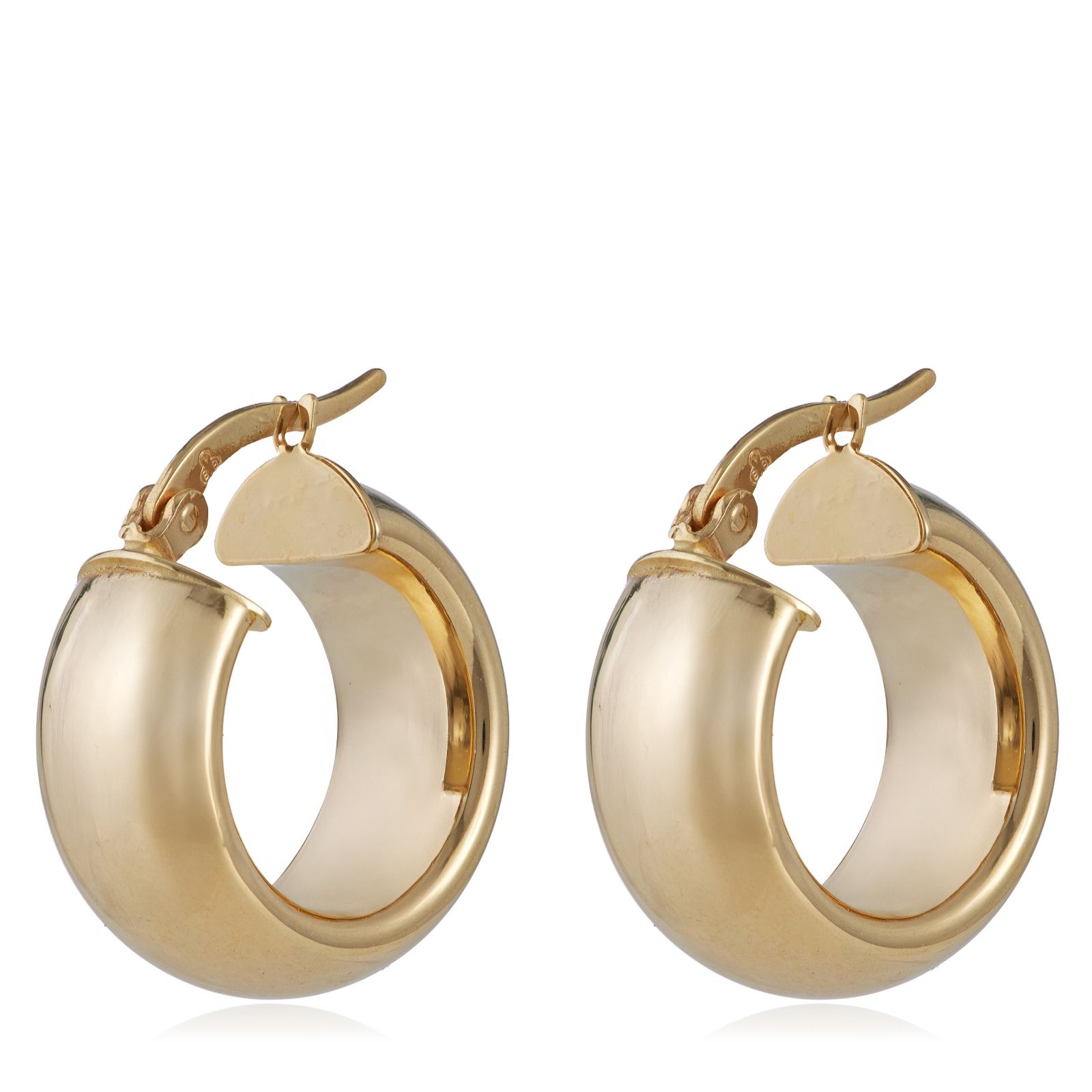 GOLD 9ct Yellow Gold Tube 18mm Polished Round Hoop Creole Earrings 2.57g