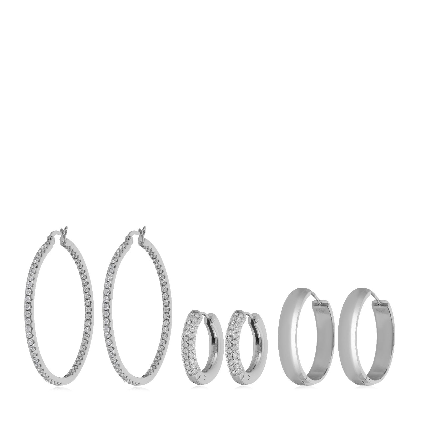 Steel by Diamonique Hoop Earrings Wardrobe Set Stainless Steel