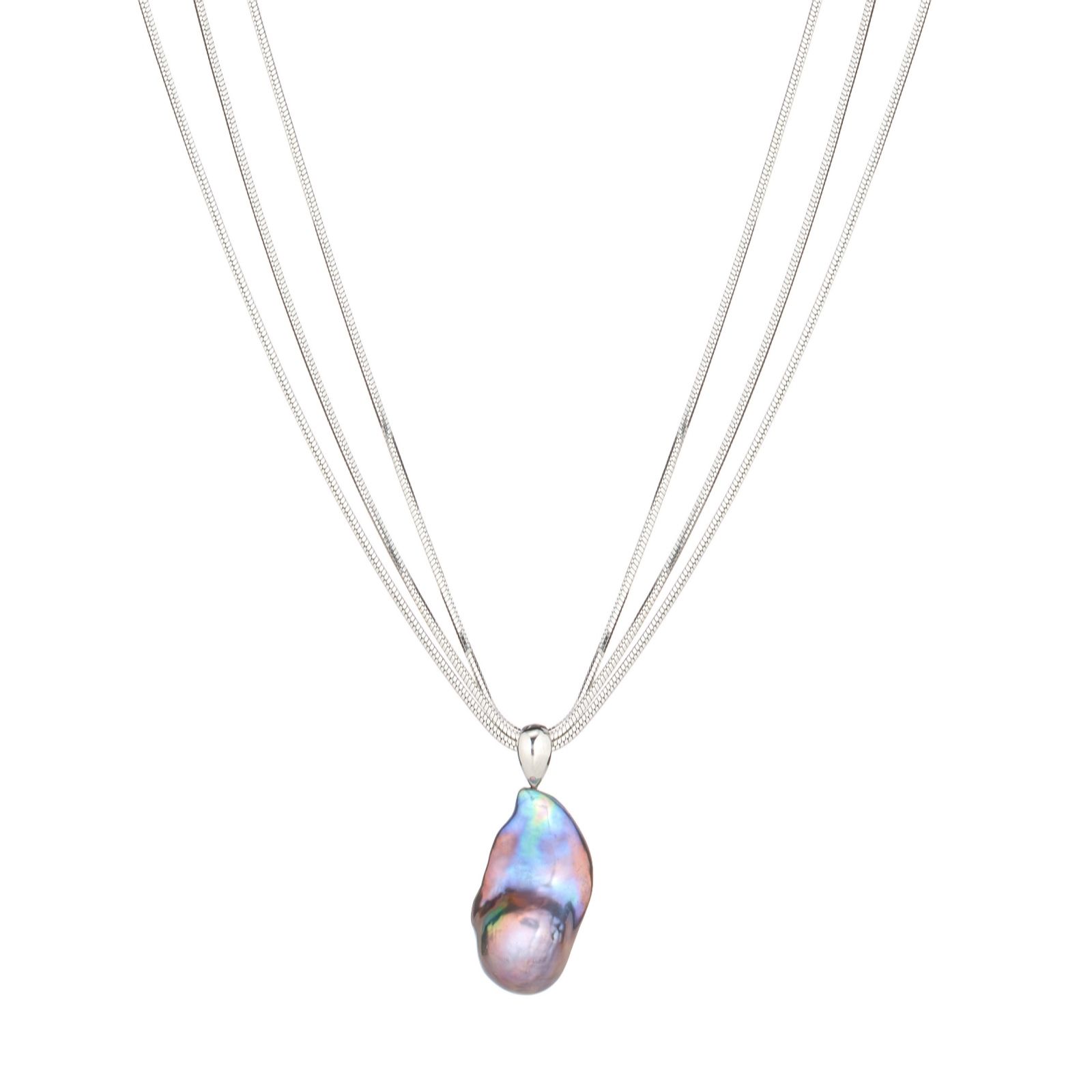 Lara Pearl Private Reserve Nucleated Baroque Pearl Pendant and Snake Chain