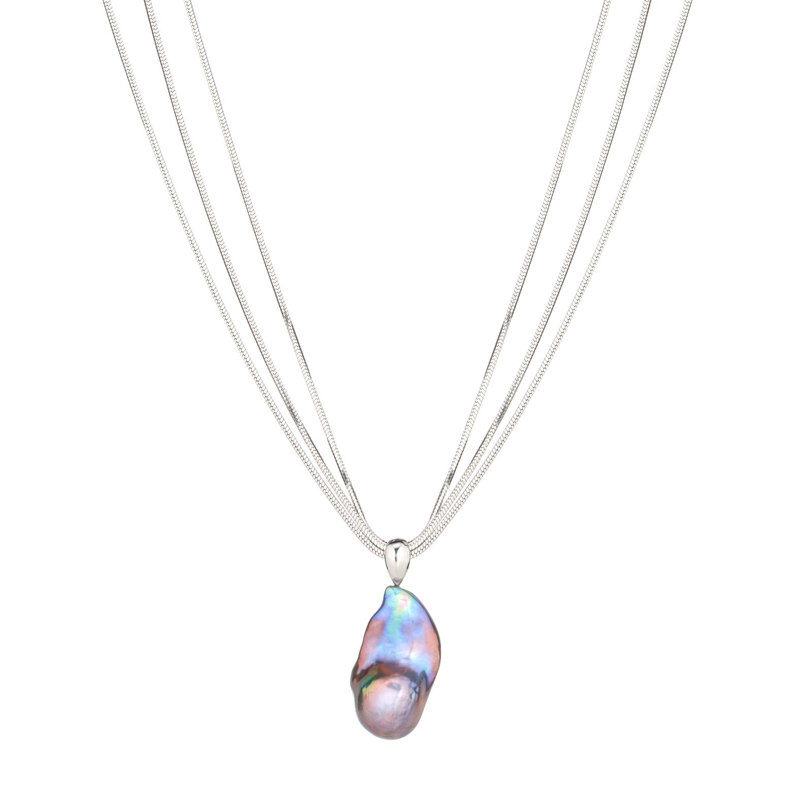 Lara Pearl Private Reserve Nucleated Baroque Pearl Pendant and Snake Chain