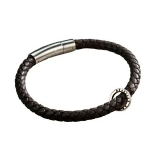 Posh Totty Designs Mens Personalised Mixed Metal Plaited Leather Bracelet