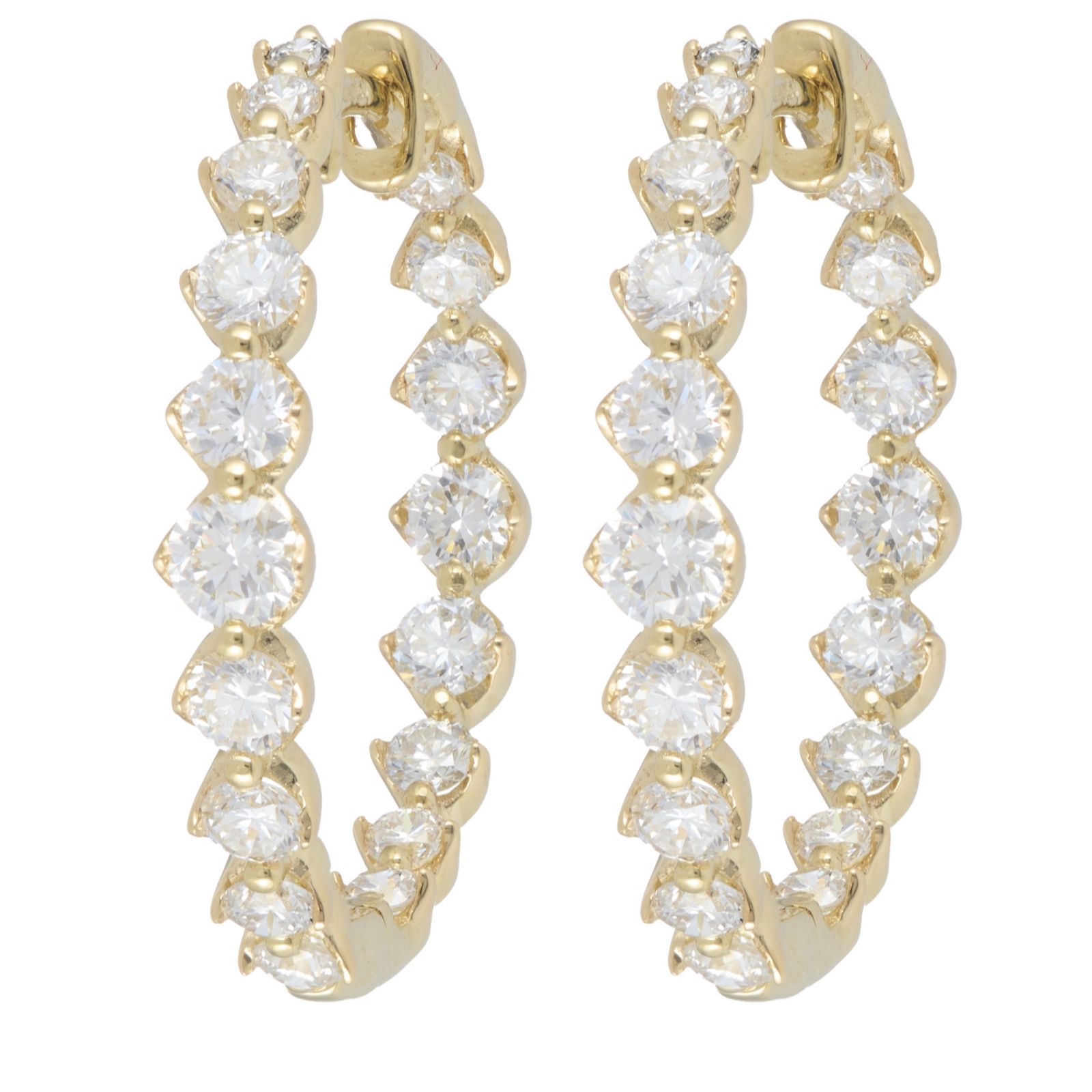 Fire Light 2ct Lab Grown Diamond Graduated Hoop Earrings 9ct Gold
