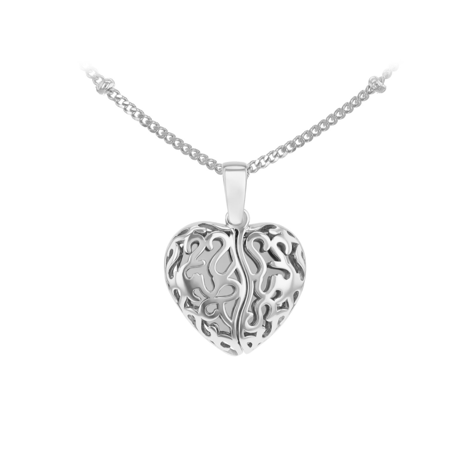 Faith & Brown Italian Cafted Filigree Heart Pendent & Chain Sterling Silver