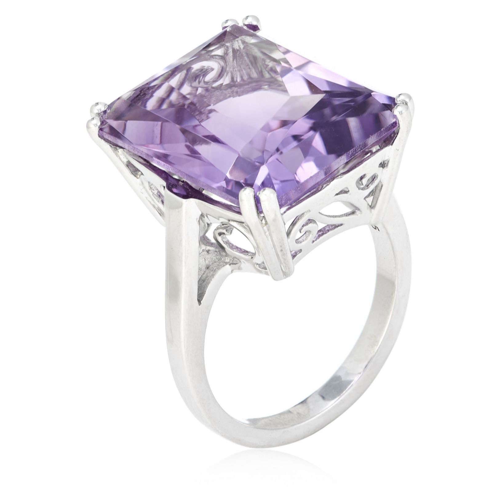 Outlet 13.50ct Amethyst Radiant Octagon Cut Cocktail Ring Sterling ...