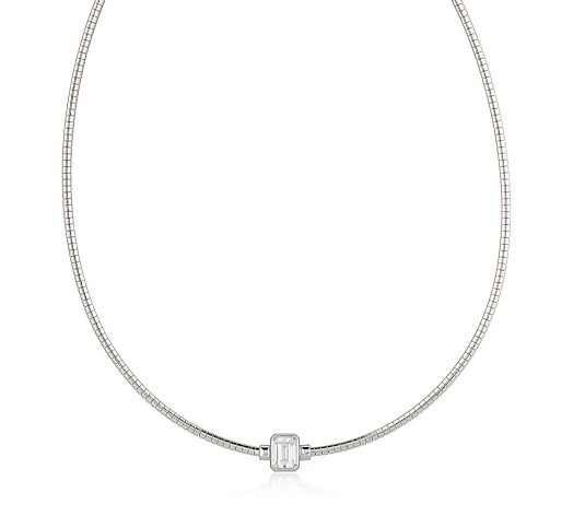 Diamonique 1.6ct tw Vintage Style Omega Necklace Sterling Silver