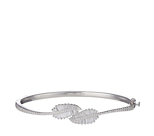 Diamonique 2ct tw Feather Bangle Sterling Silver