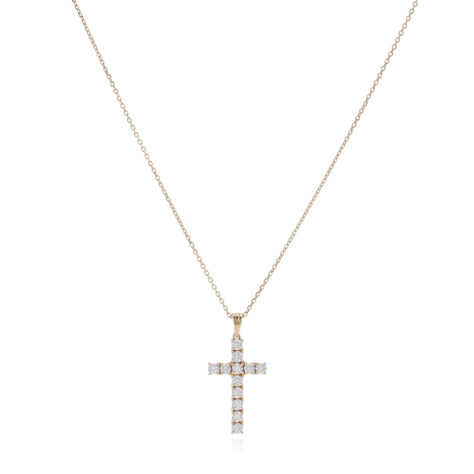 Diamonique 0.6ct tw Cross Pendant & 45cm Chain Sterling Silver