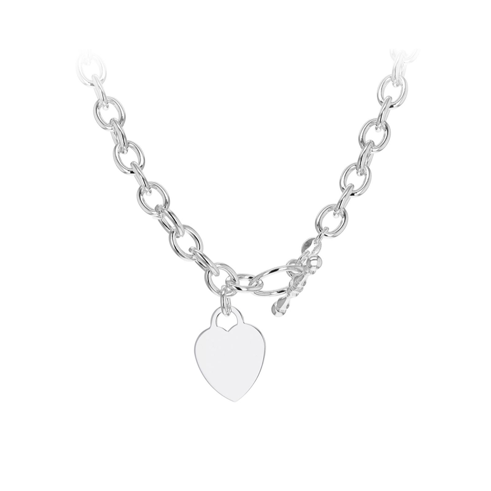 Faith & Brown Italian Crafted Heart Charm Necklace with Decorative T-Bar