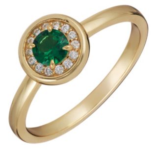 Diamonique 0.42ct Round Bezel Halo Set Ring Sterling Silver