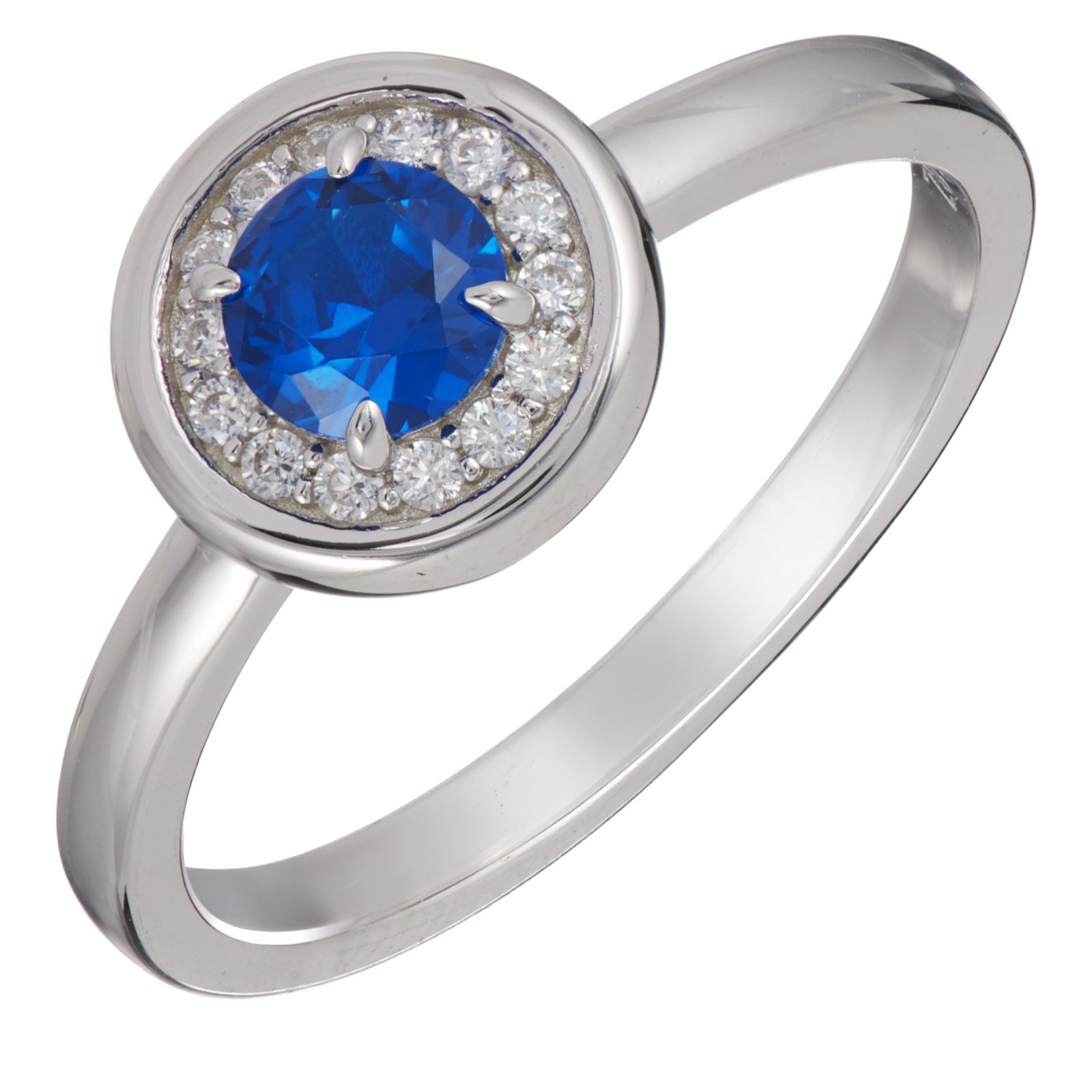 Diamonique 0.42ct Round Bezel Halo Set Ring Sterling Silver