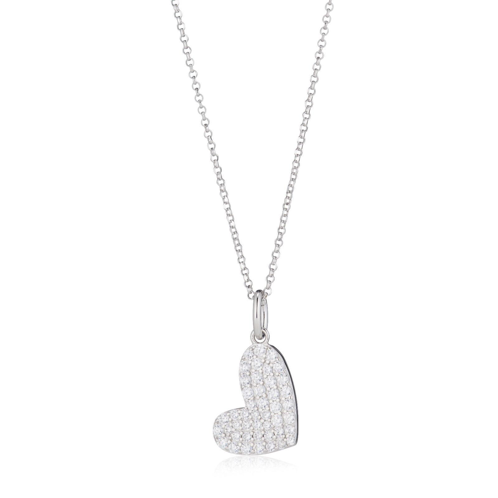 Diamonique 0.8ct tw Heart Pendant & 45cm Chain Sterling Silver