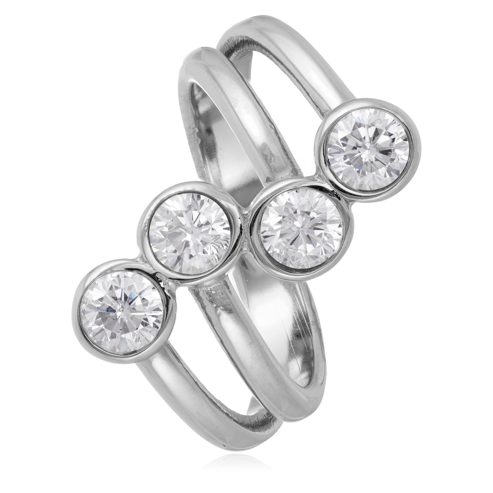 Steel by Diamonique Bezel Set Ring Stainless Steel