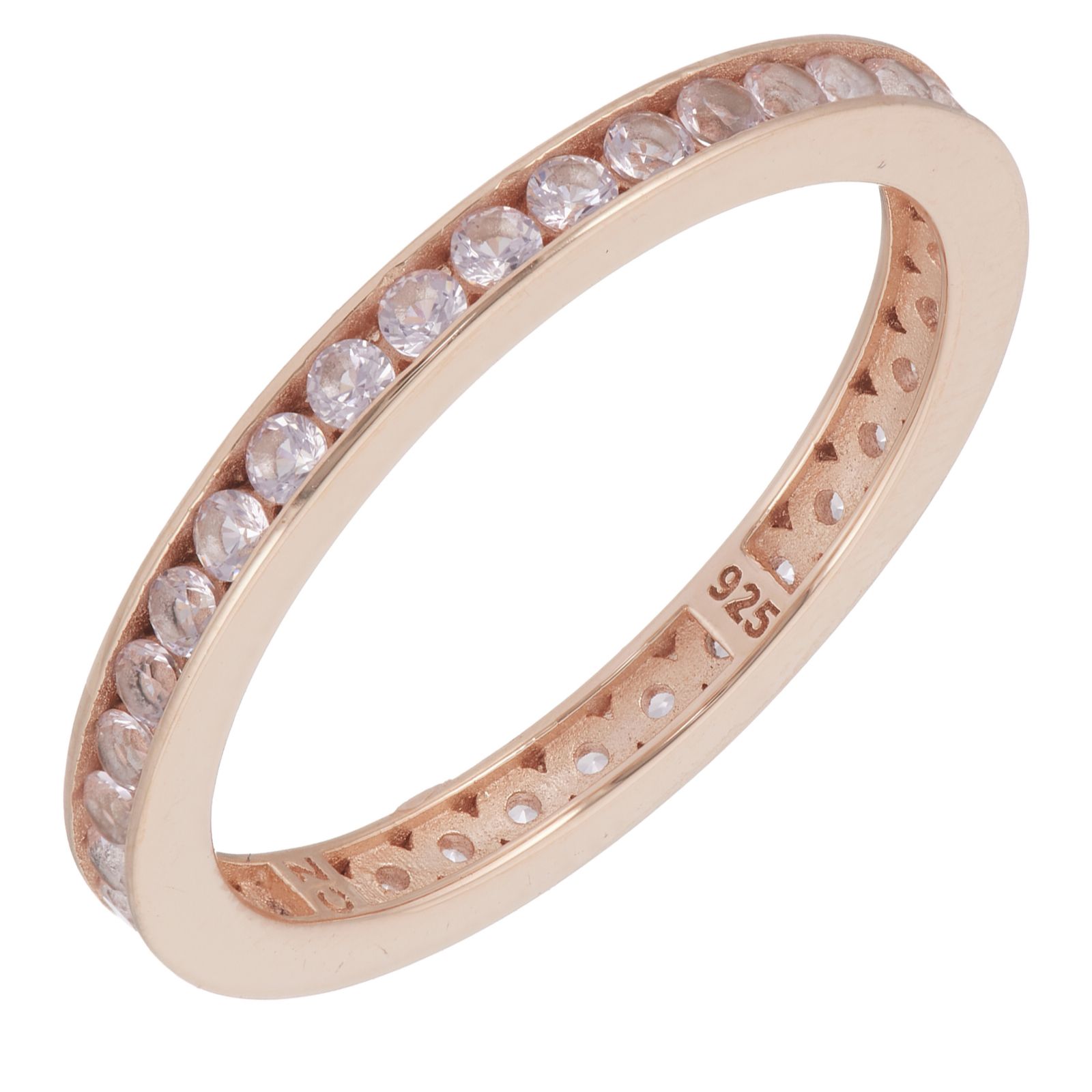 Diamonique 0.68ct tw Rose Gold Eternity Ring Sterling Silver