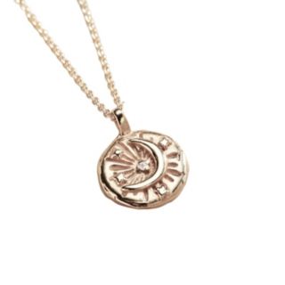 Posh Totty Designs Birthstone Celestial Disc Necklace Sterling Silver