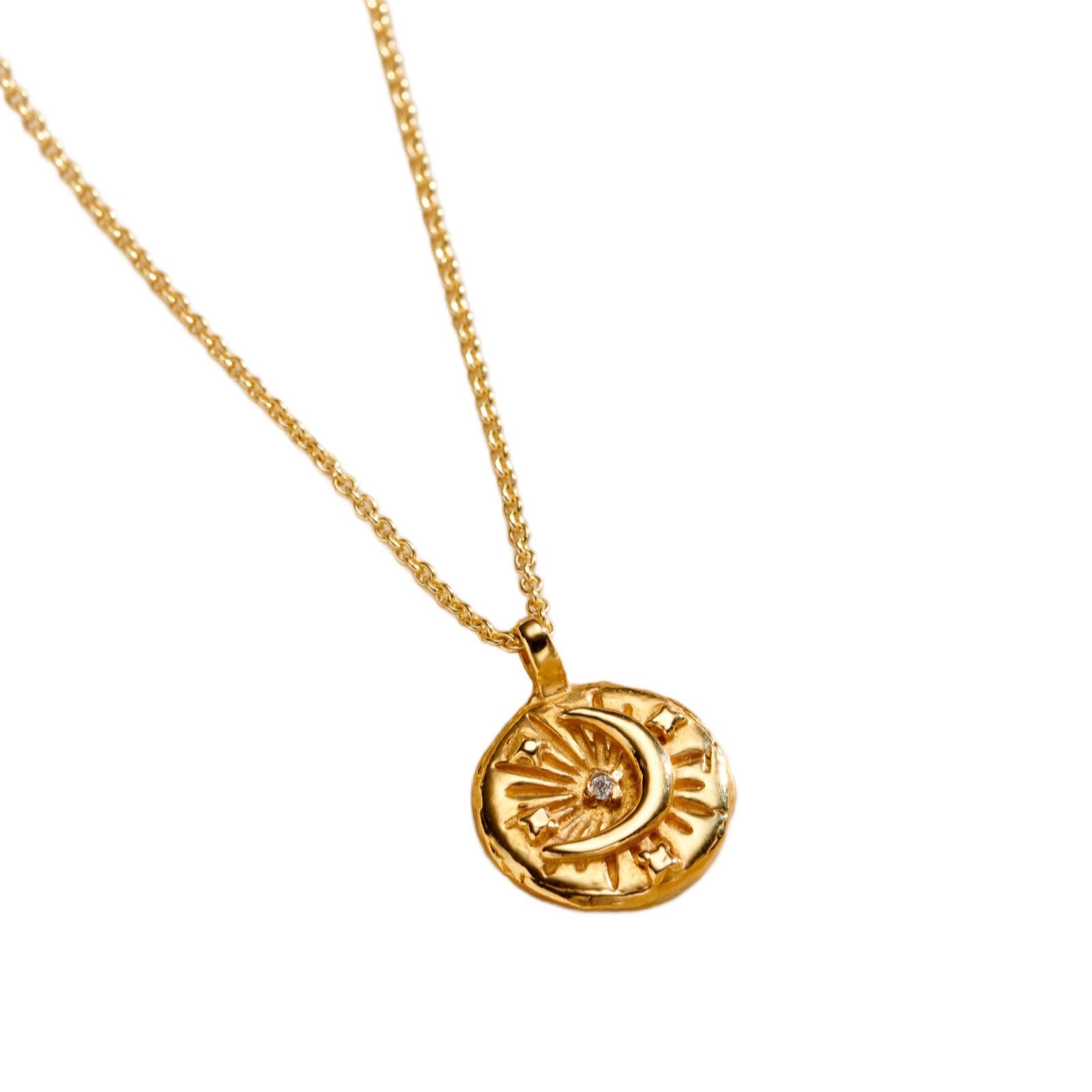 Posh Totty Designs Birthstone Celestial Disc Necklace Sterling Silver