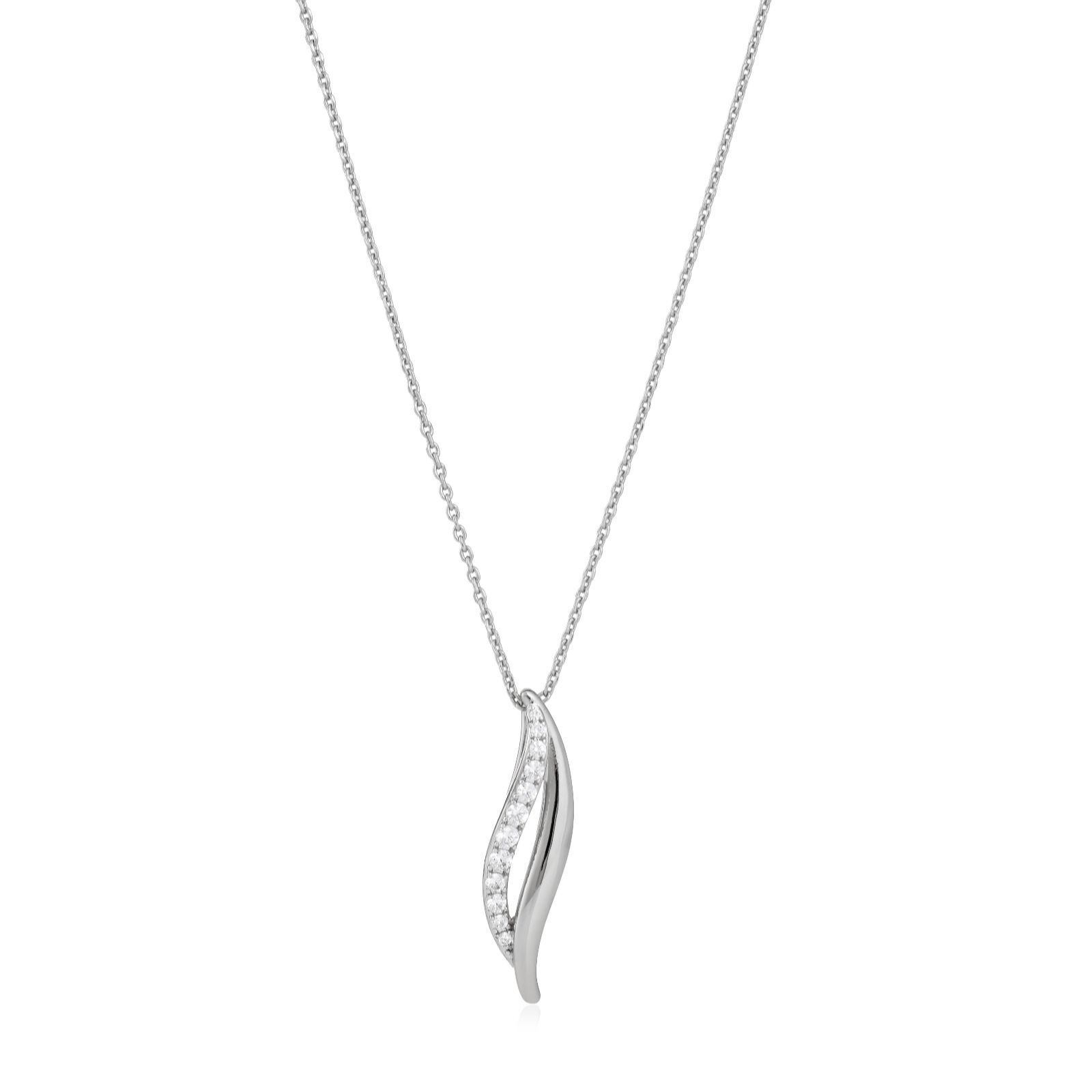 Diamonique Edit Pave Wave Pendant Necklace