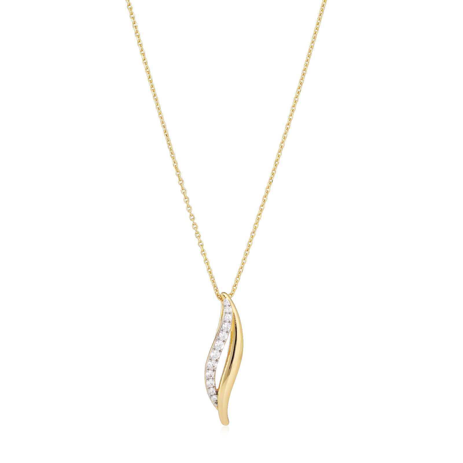 Diamonique Edit Pave Wave Pendant Necklace