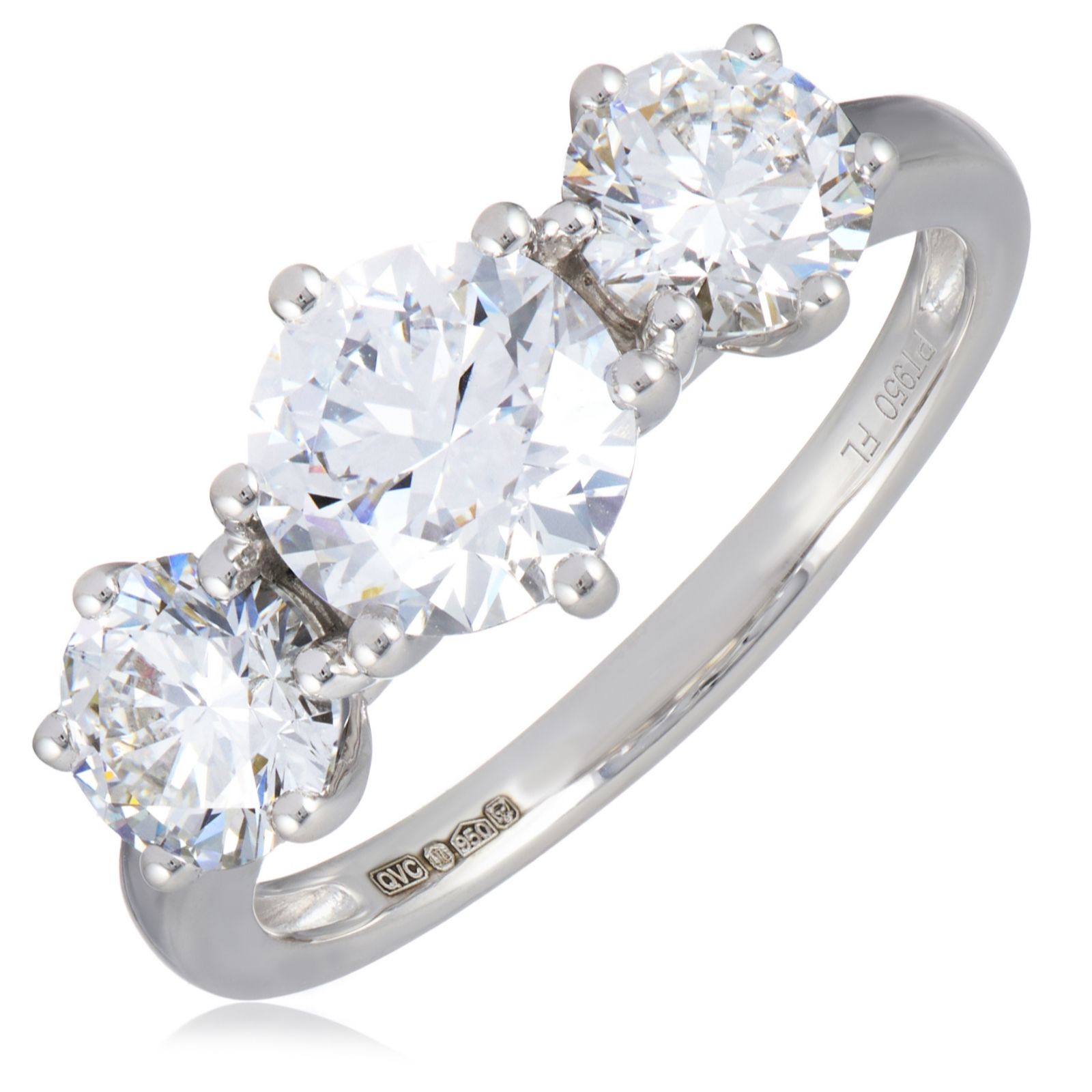 Fire Light 2.5ct Lab Grown Diamond Trilogy Ring Platinum