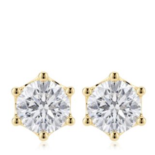 Fire Light 1ct Lab Grown Diamond 6 Prong Set Stud Earrings 9ct Gold